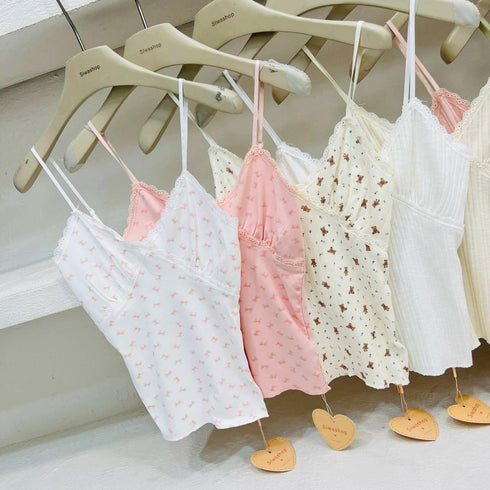 Spring Spiece Lacey Border Tank Tops